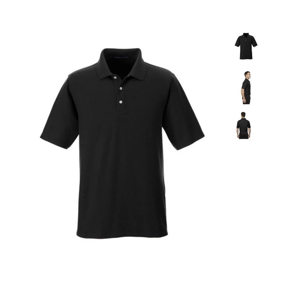 Devon & Jones Men's 2XLT Big & Tall Black Cotton Short Sleeve Polo DG150T